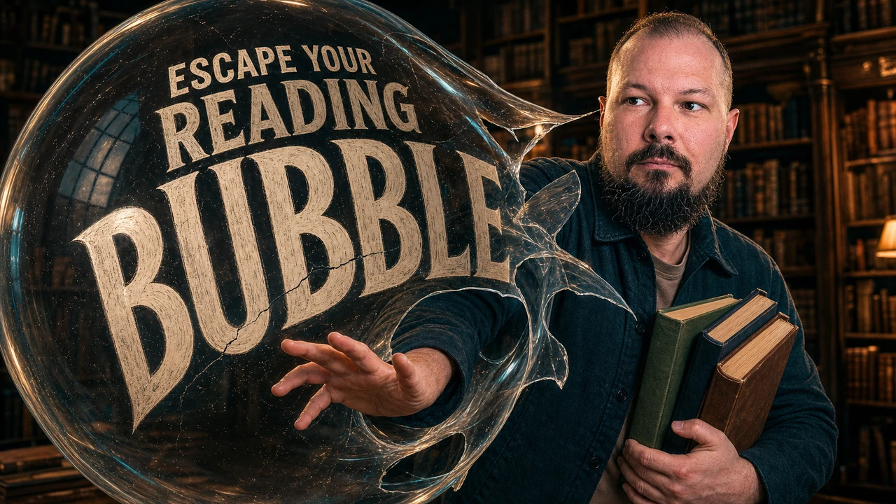 Escape Your Reading Bubble YouTube thumbnail design