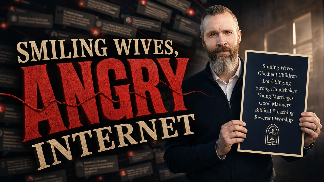 Pastor Dale Partridge holding the viral church sign in a custom YouTube thumbnail scene